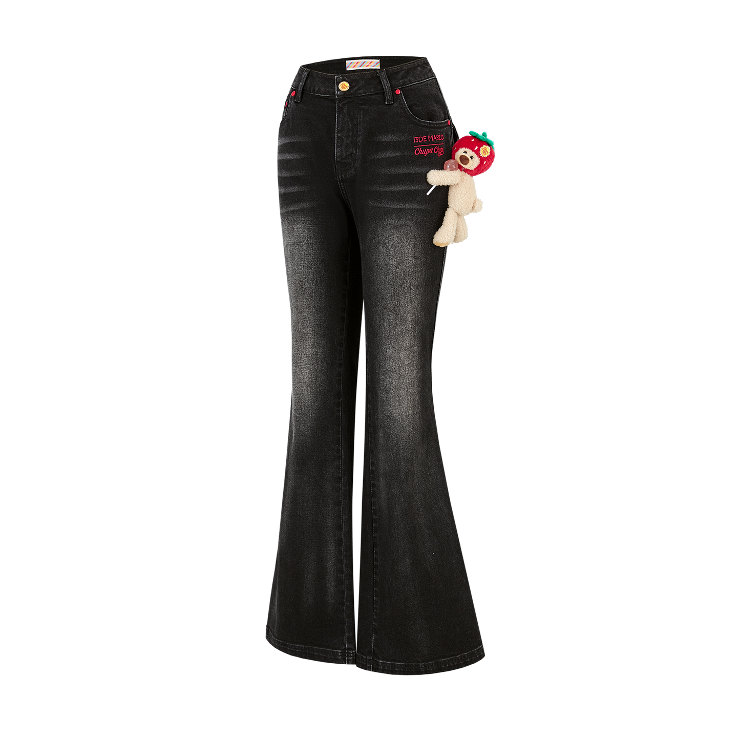 13DE MARZO Bear Slim-Fit Jeans Black