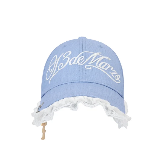 13DE MARZO Lace-Brim Baseball Cap Blue