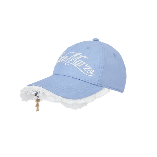 13DE MARZO Lace-Brim Baseball Cap Blue