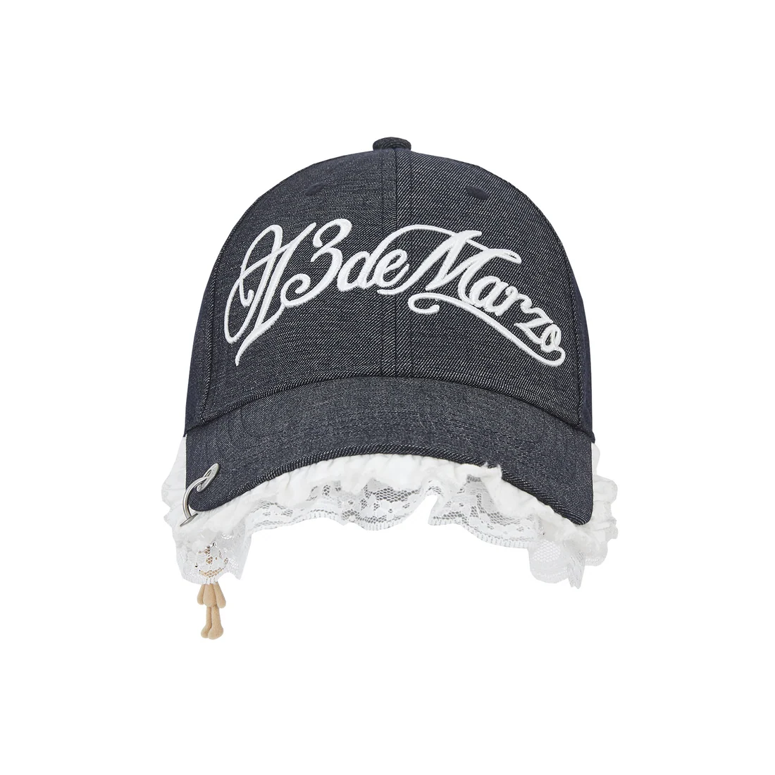 13DE MARZO Lace-Brim Baseball Cap Black