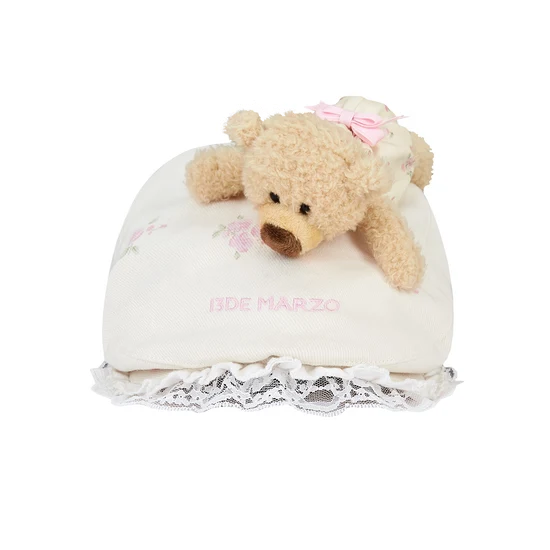 13DE MARZO Embroidered Ruffle Baseball Cap Beige