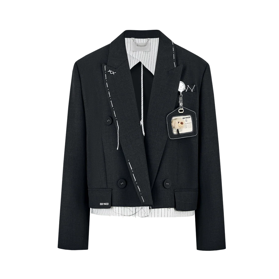 13DE MARZO Jump Wire & Badge Crop Blazer
