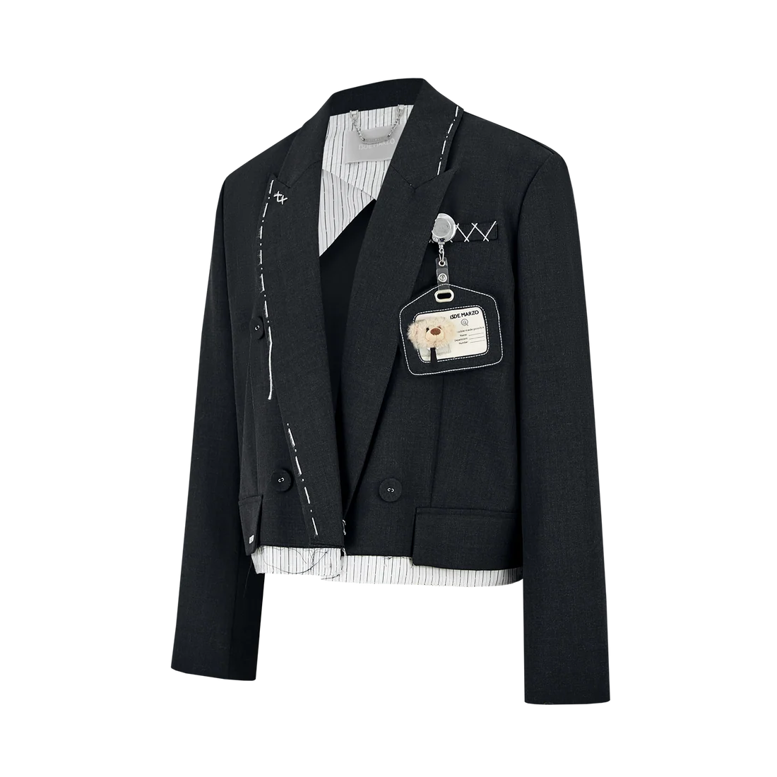 13DE MARZO Jump Wire & Badge Crop Blazer