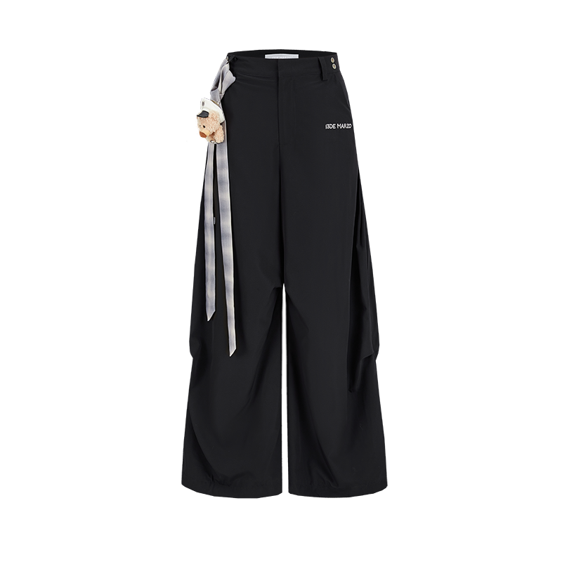 13DE MARZO Tie Belt Trousers Black