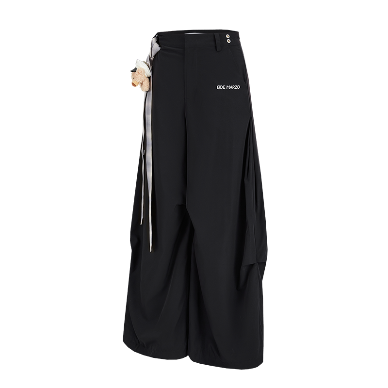 13DE MARZO Tie Belt Trousers Black