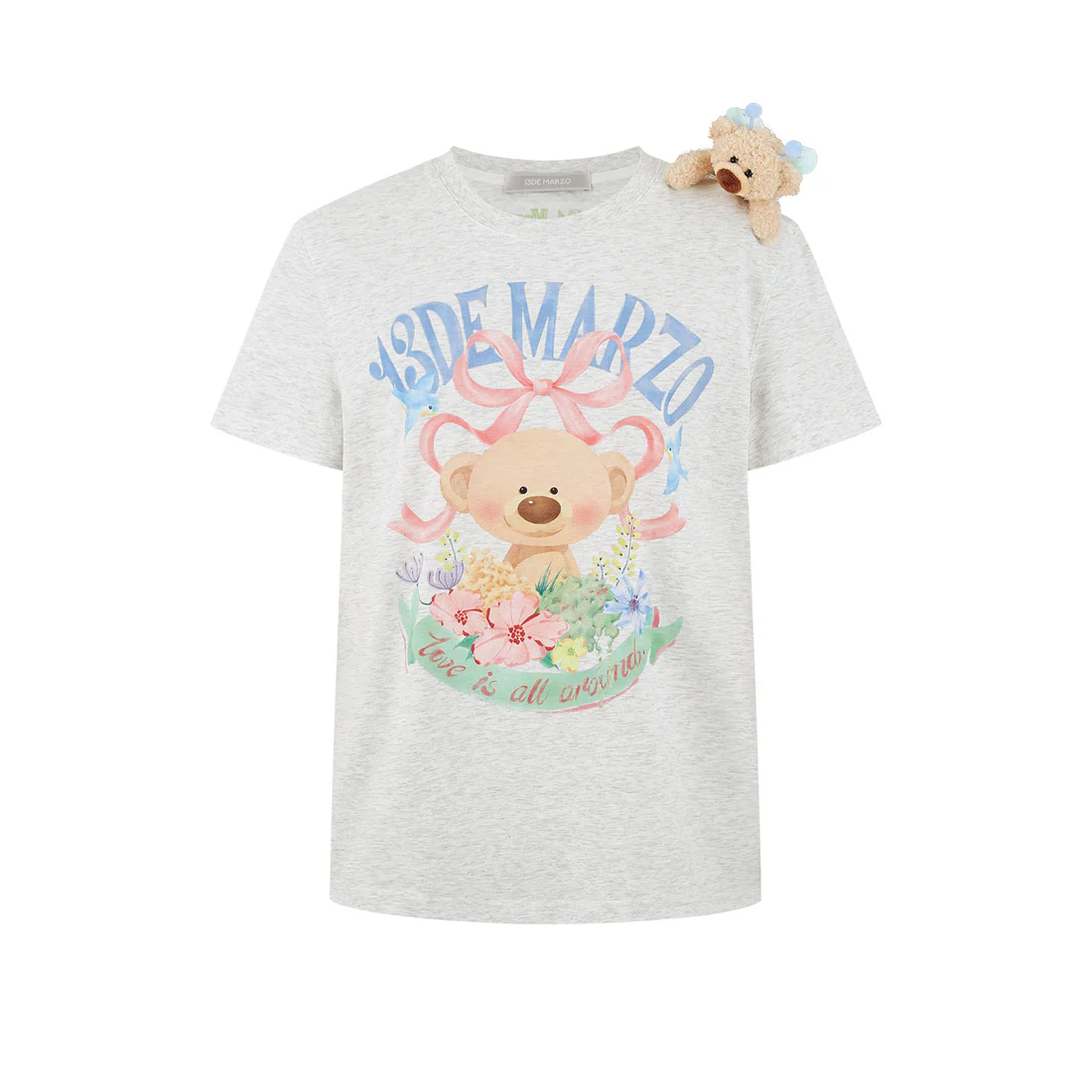 13DE MARZO Floral Bear Illustration T-Shirt
