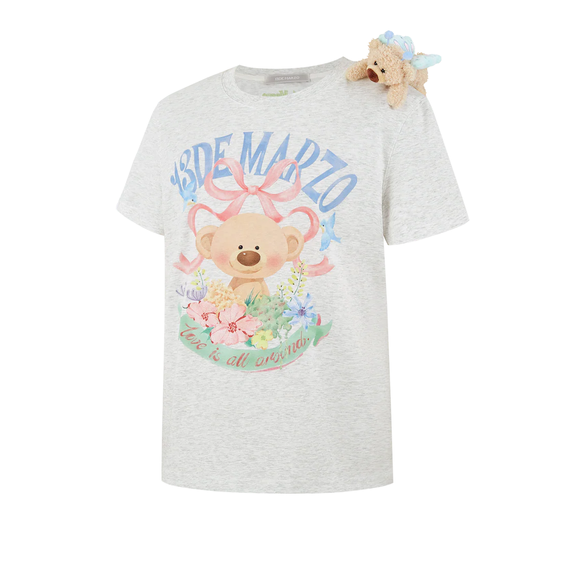 13DE MARZO Floral Bear Illustration T-Shirt