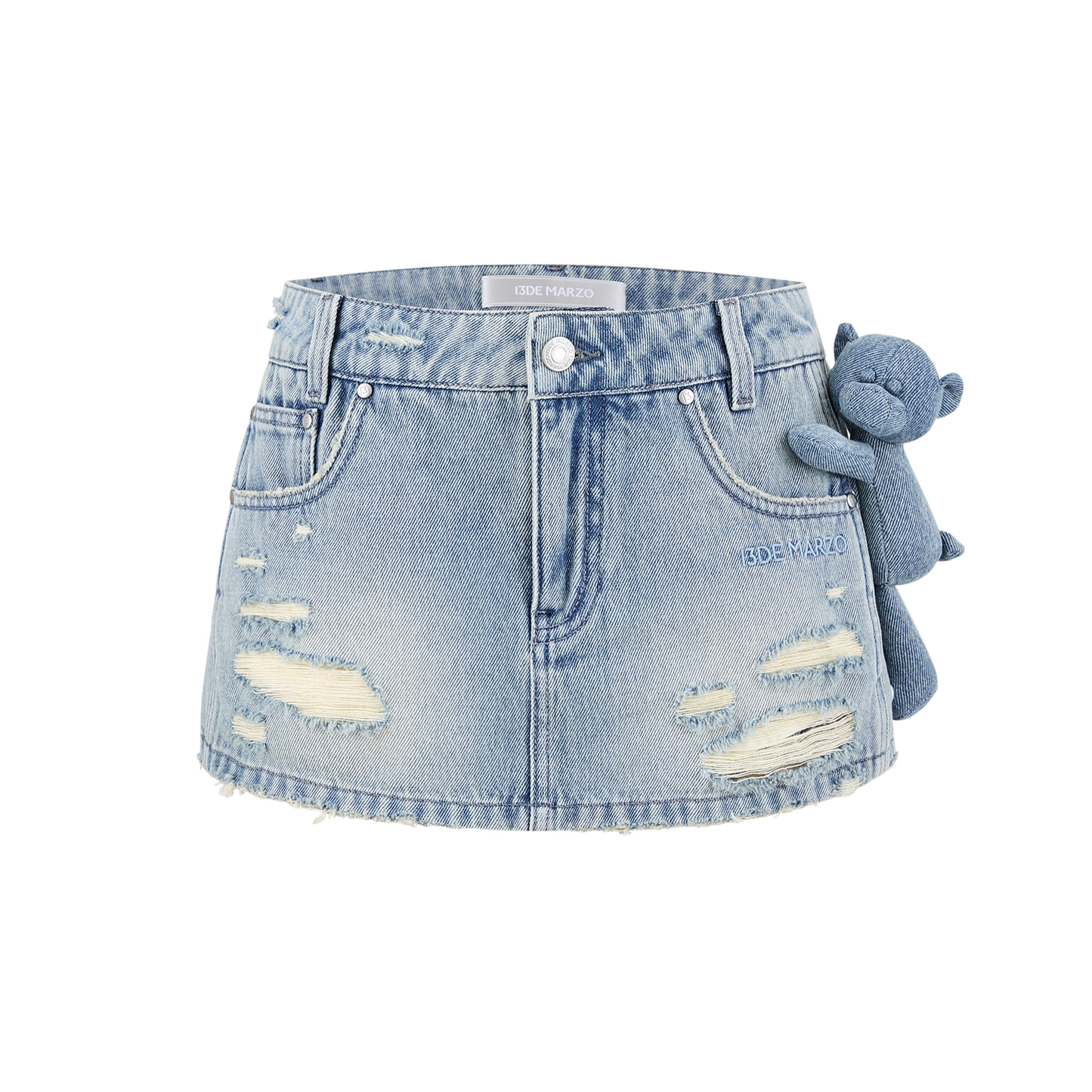 13DE MARZO Broken Bear Hot Jorts Blue