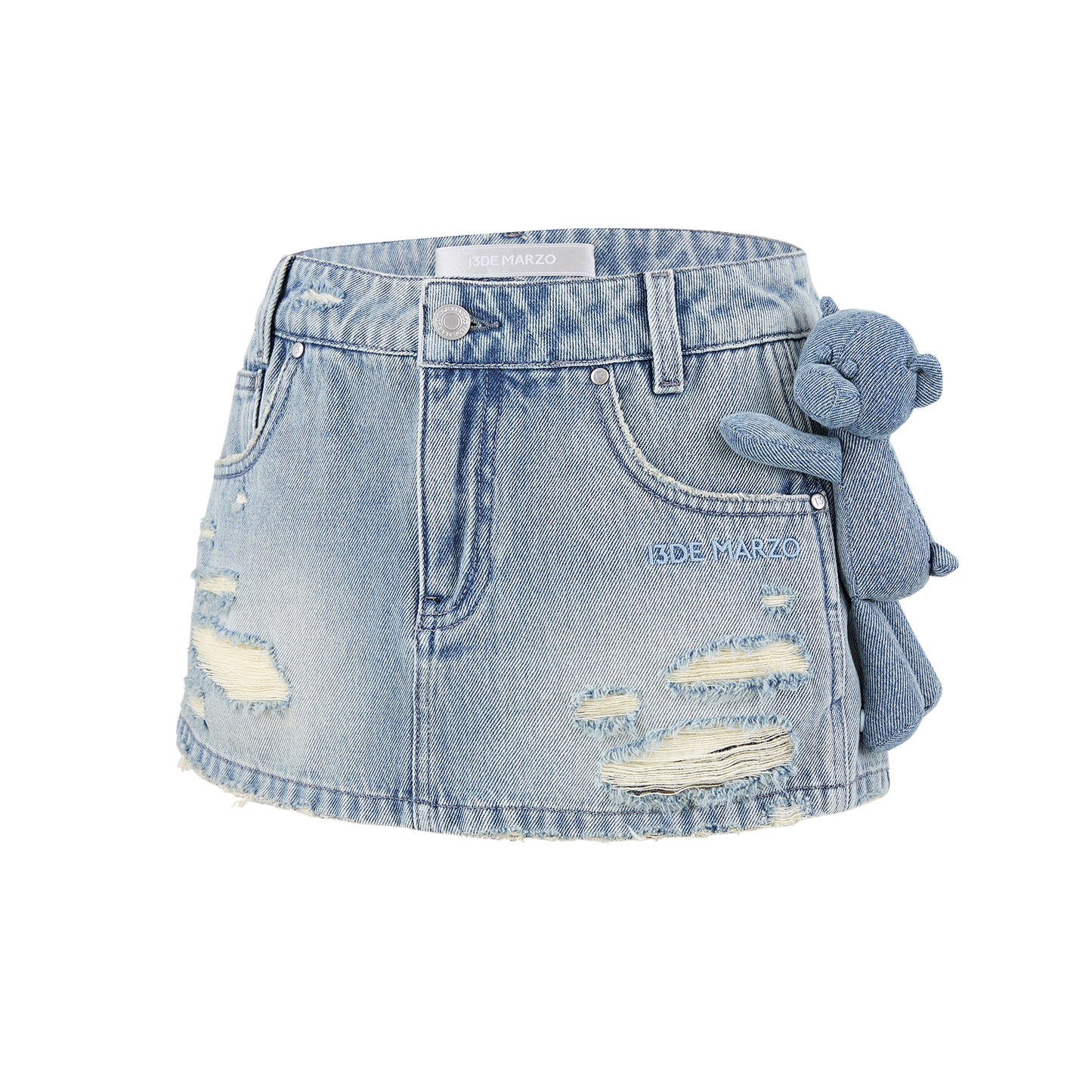 13DE MARZO Broken Bear Hot Jorts Blue