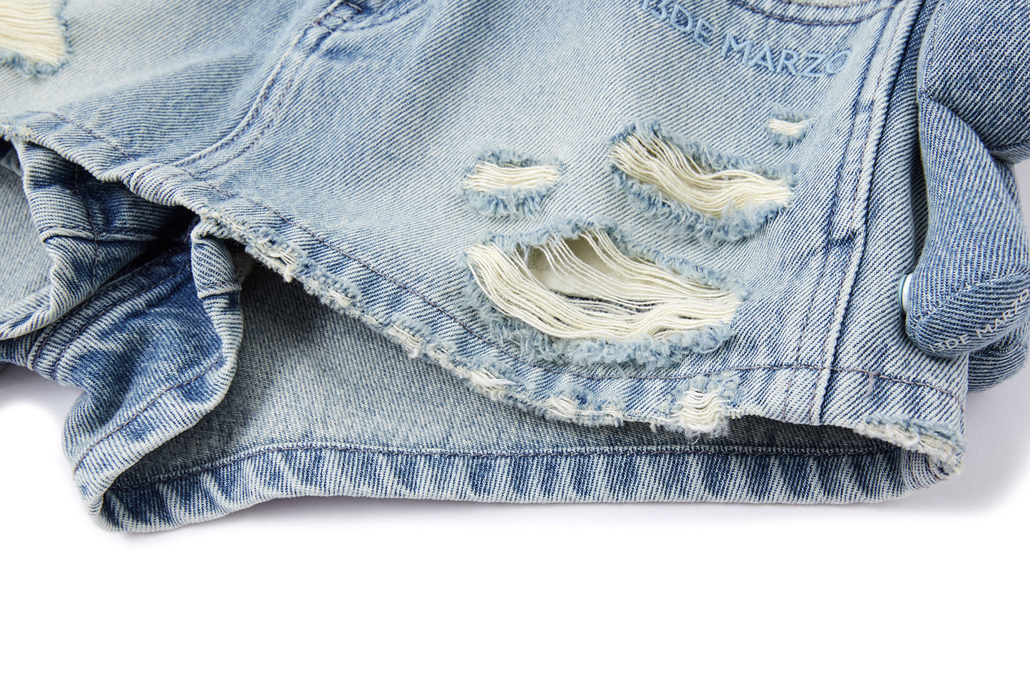 13DE MARZO Broken Bear Hot Jorts Blue