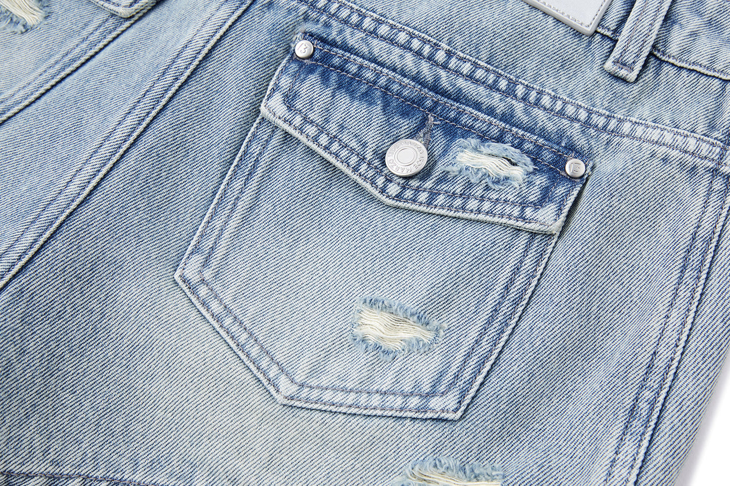 13DE MARZO Broken Bear Hot Jorts Blue
