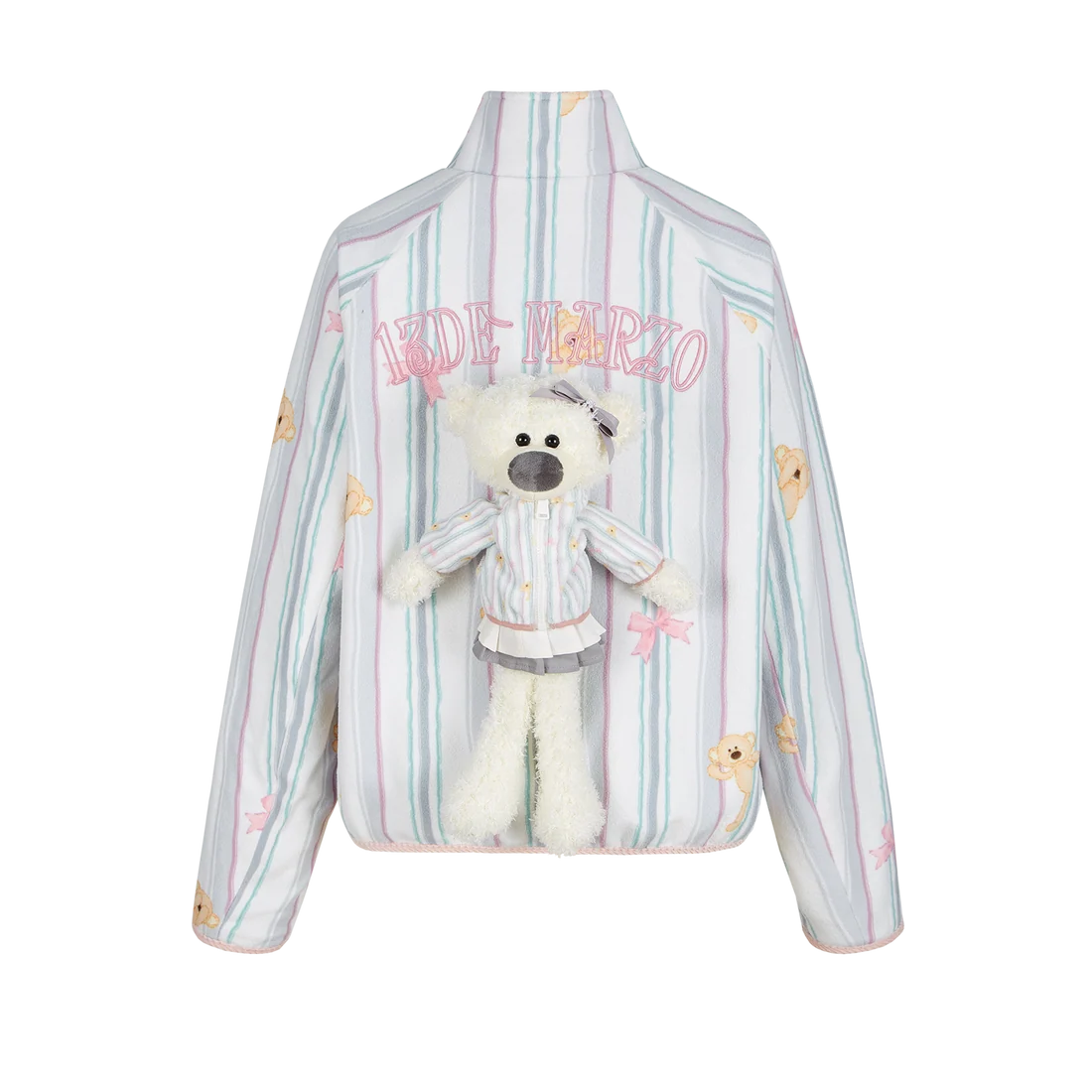 13DE MARZO Marzo Valley Fleece Print Jacket Grey