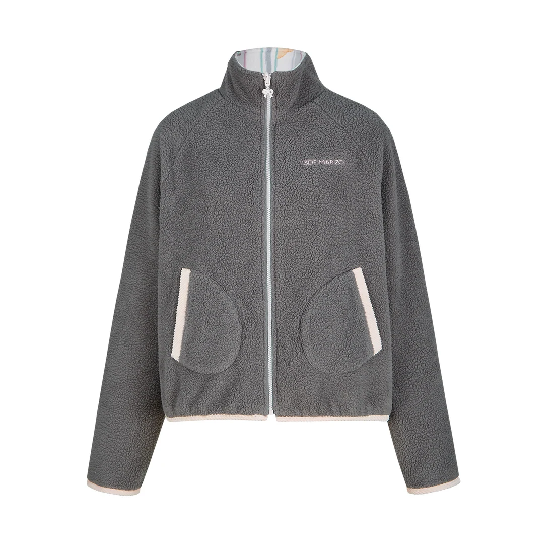 13DE MARZO Marzo Valley Fleece Print Jacket Grey