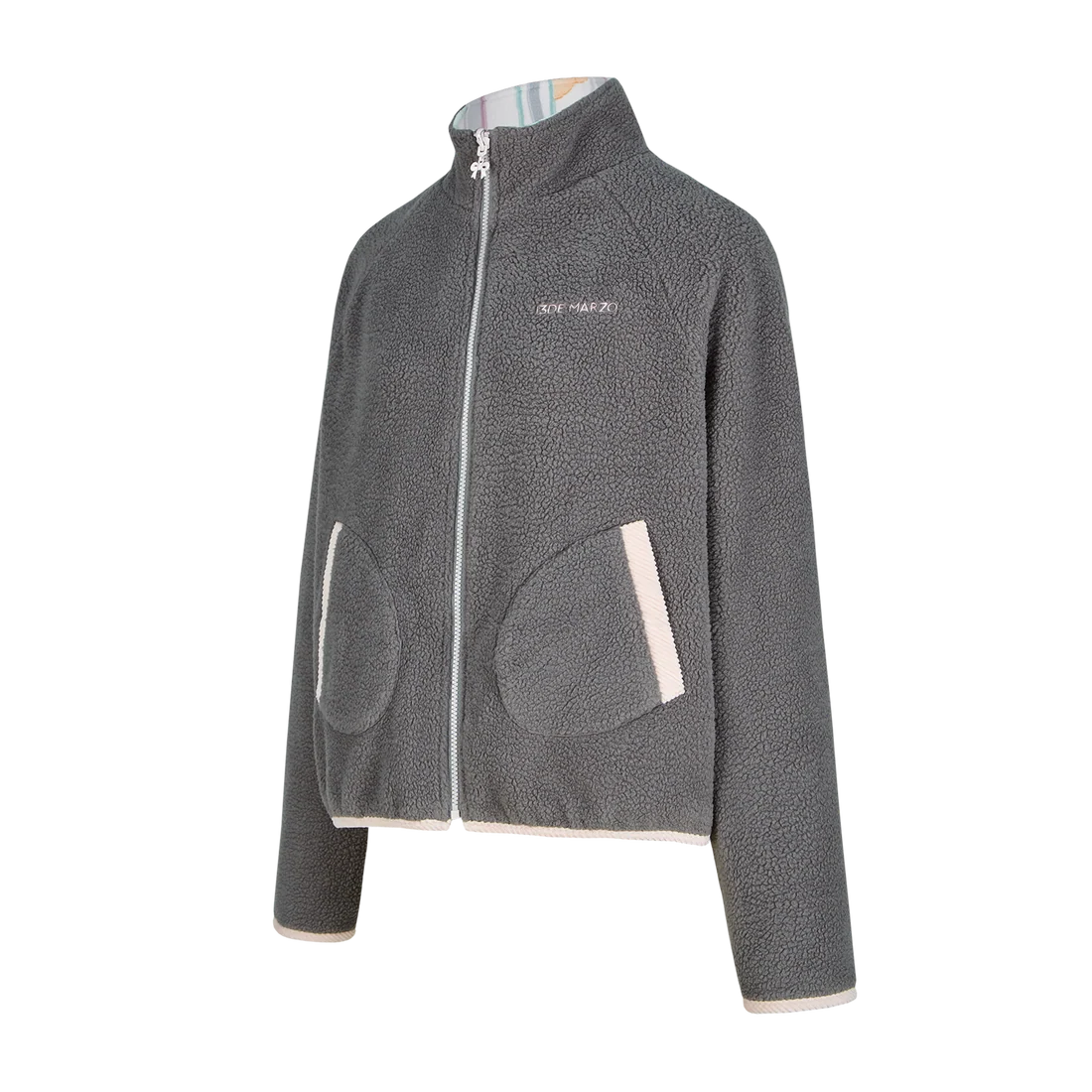 13DE MARZO Marzo Valley Fleece Print Jacket Grey