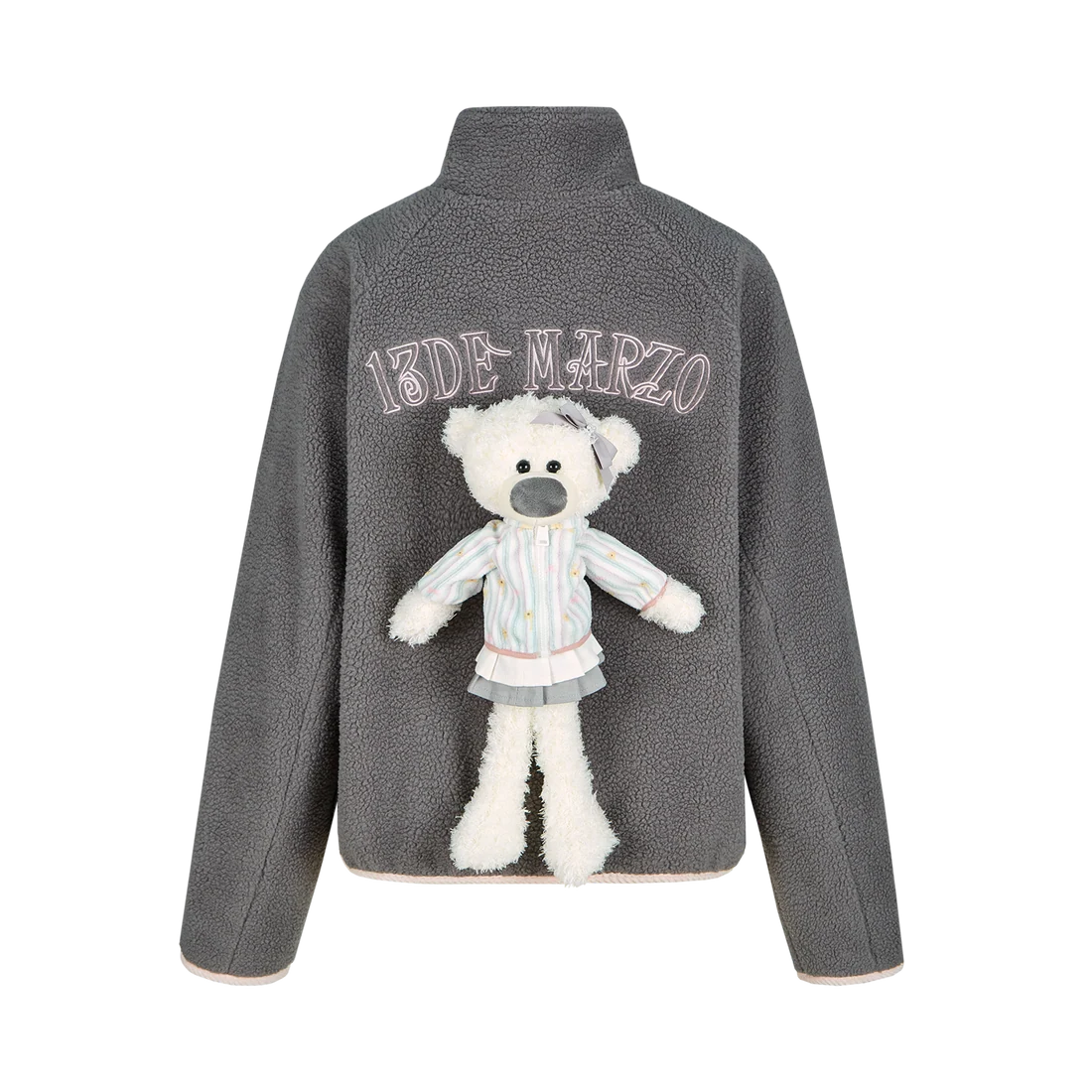 13DE MARZO Marzo Valley Fleece Print Jacket Grey