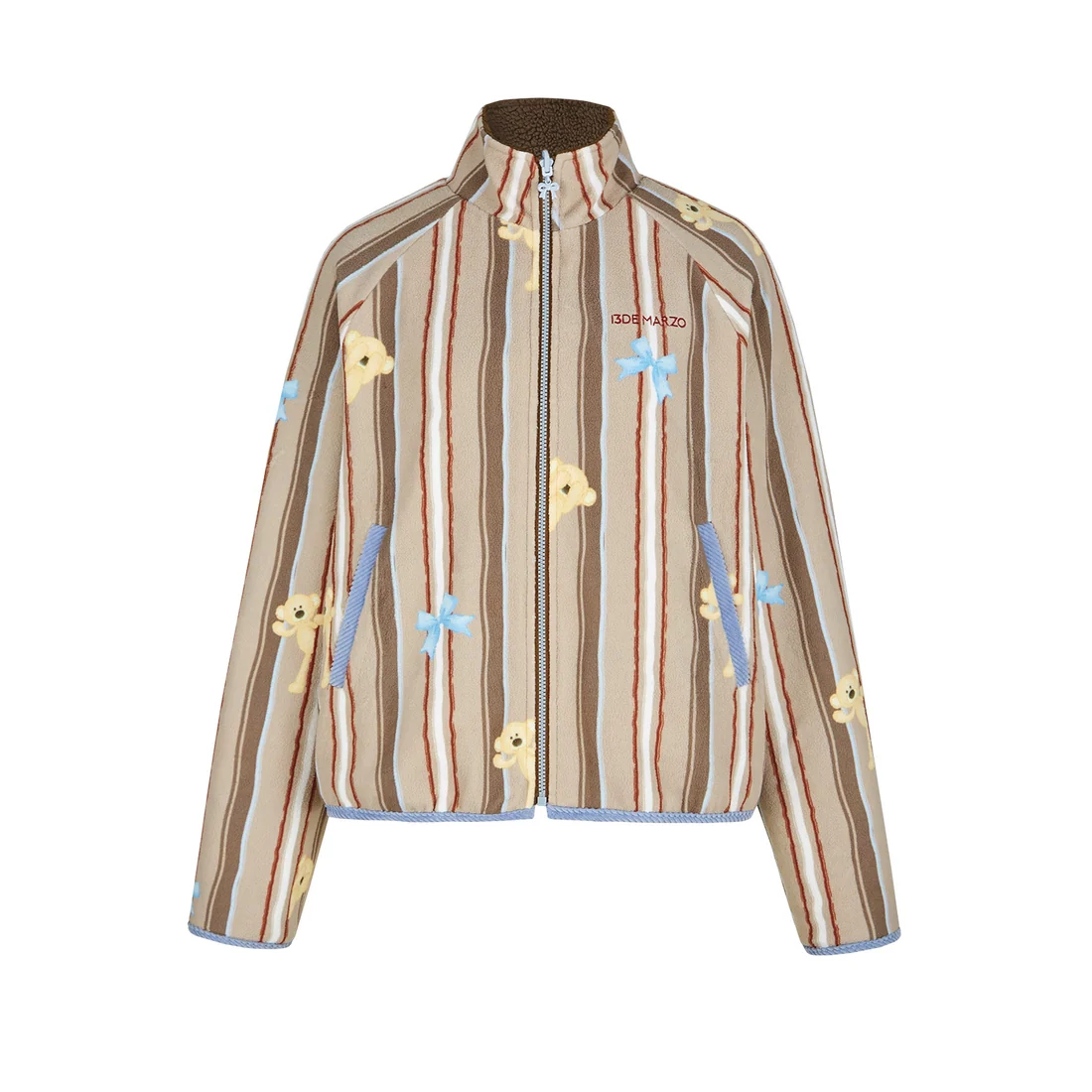 13DE MARZO Marzo Valley Fleece Print Jacket Brown