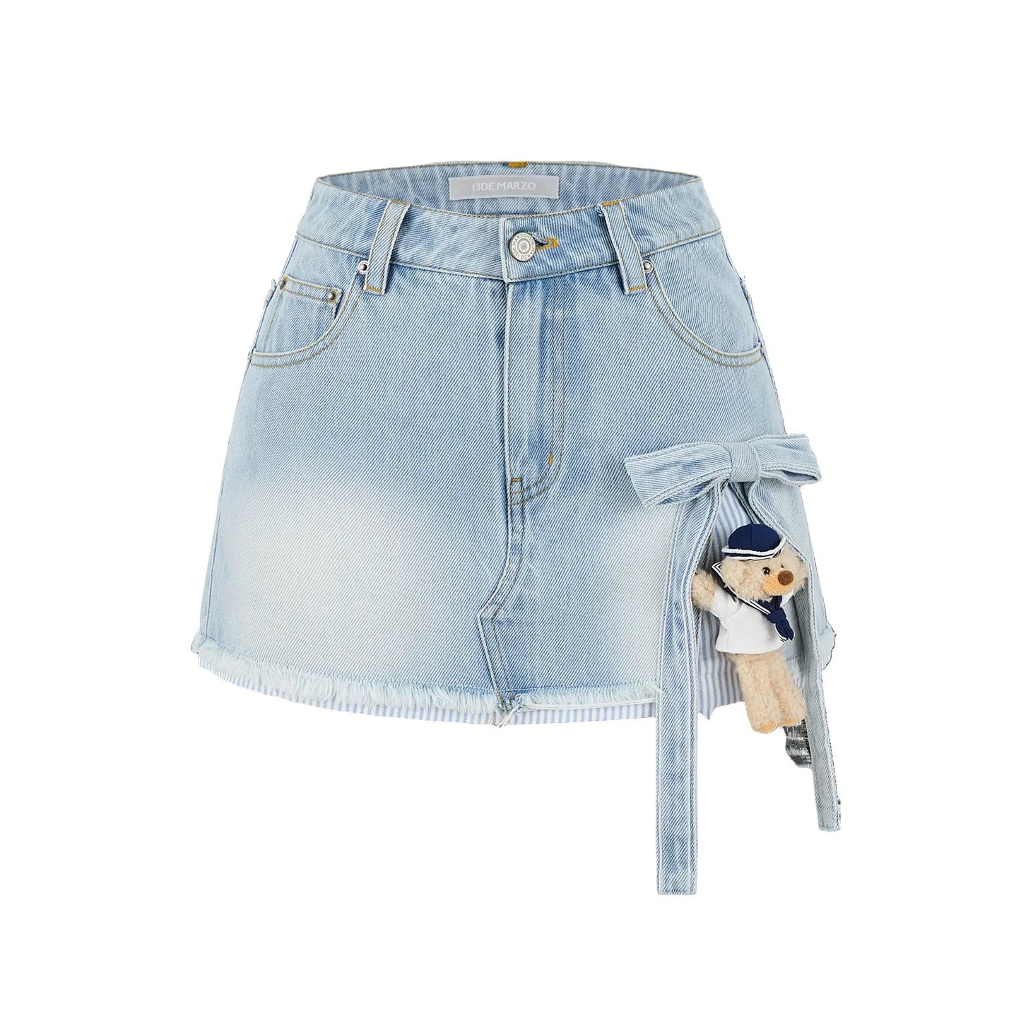 V13DE MARZO Sailor Bear Denim Skirt Blue