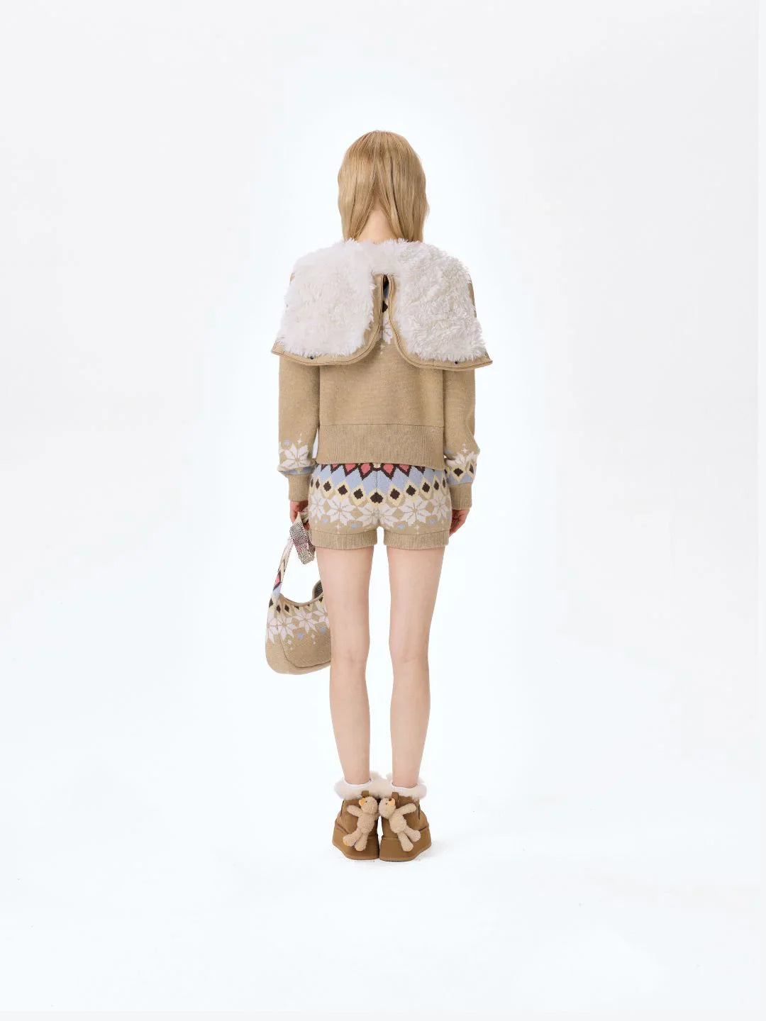 13DE MARZO Fair Isle Knit Shorts