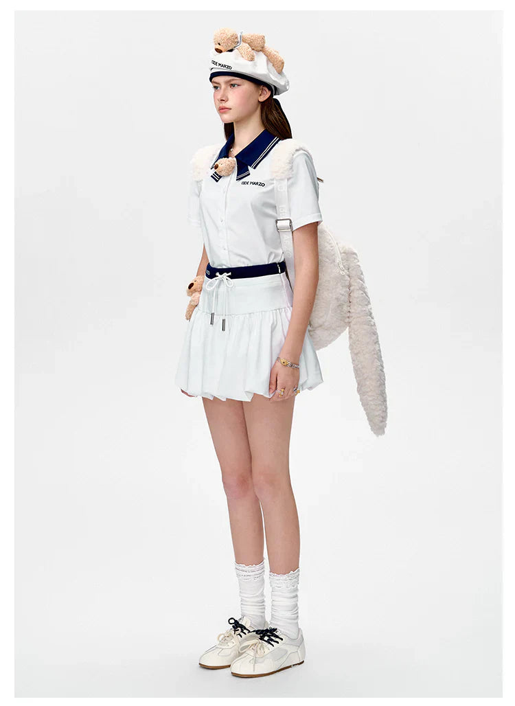 13DE MARZO Bear Sailor Bud Skirt WHITE