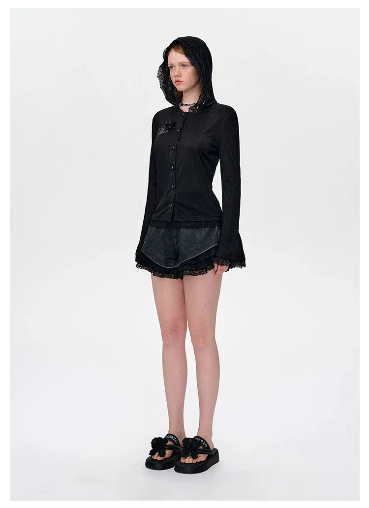13DE MARZO Bear Lacy Pearl Cardigan