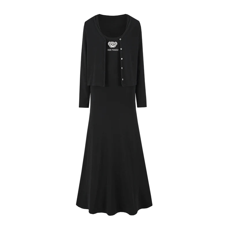 13DE MARZO Bear Top With Bodycon Dress Black