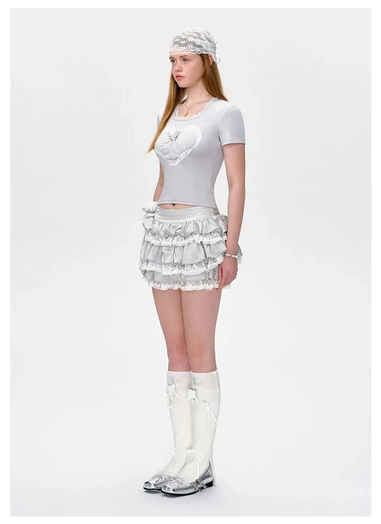 13DE MARZO Bear Lacy Bud Skirt