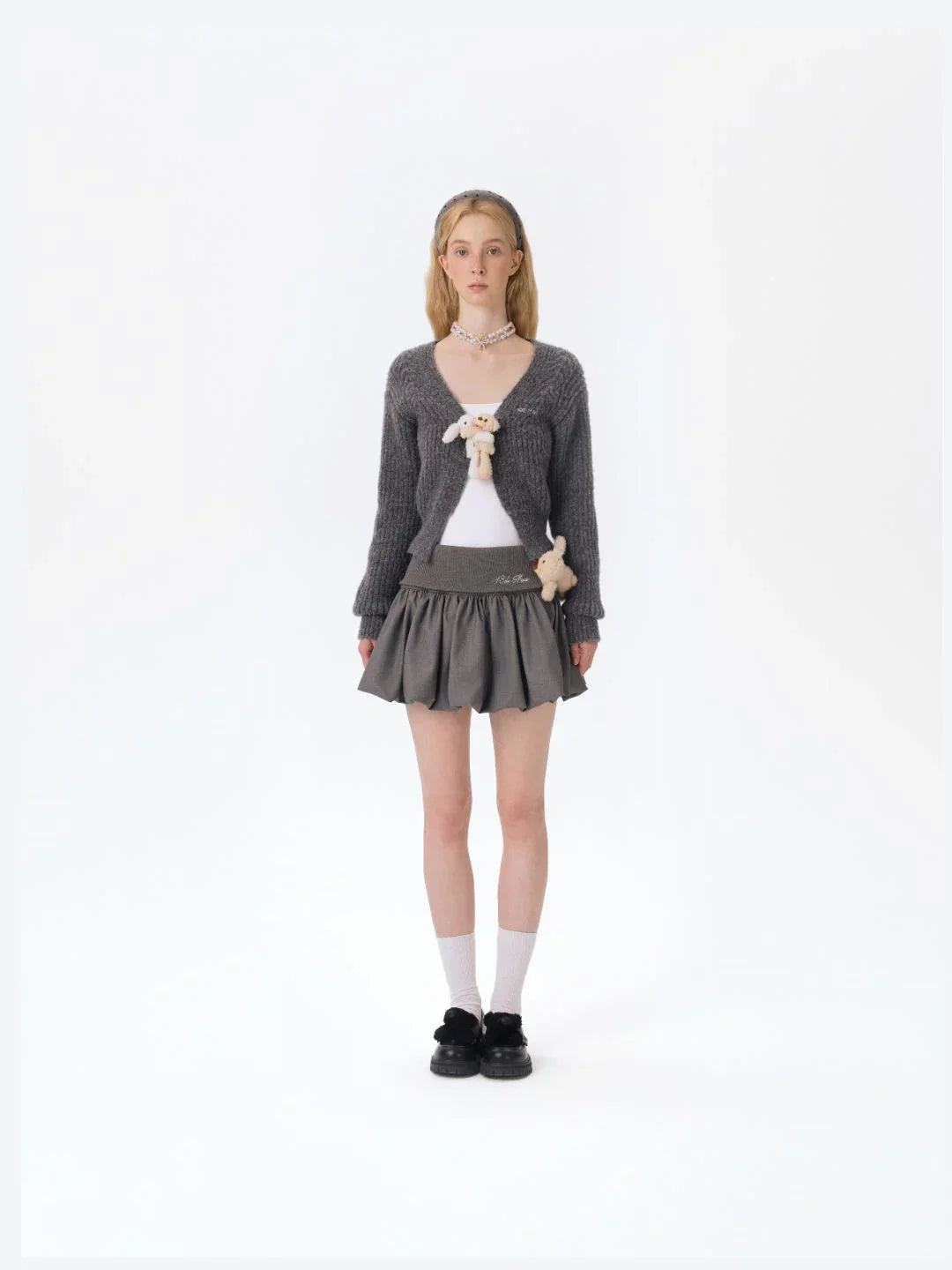 13DE MARZO Doozoo Cuddle Button Cardigan Dark Grey