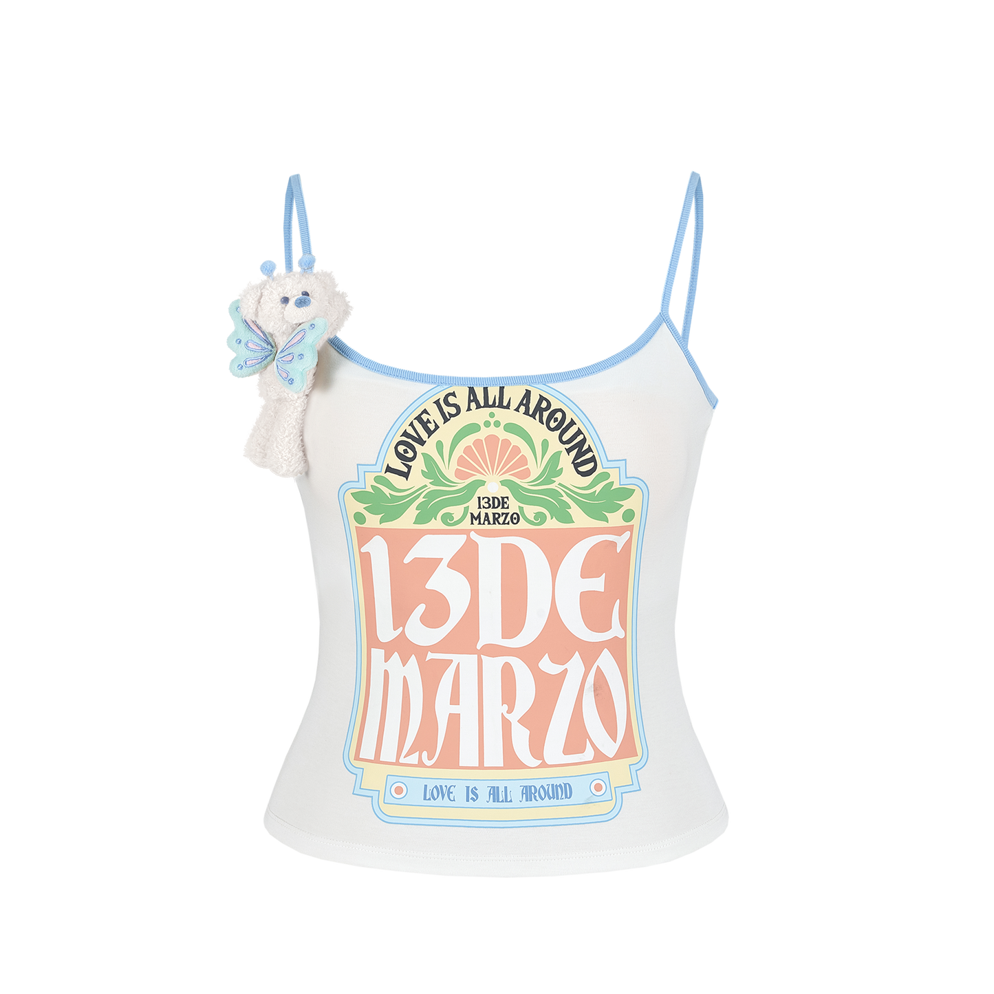 13DE MARZO Butterfly Bear Print Camisole