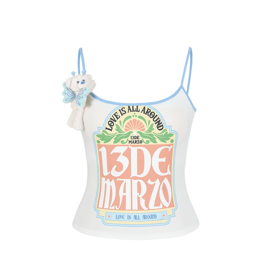 13DE MARZO Butterfly Bear Print Camisole