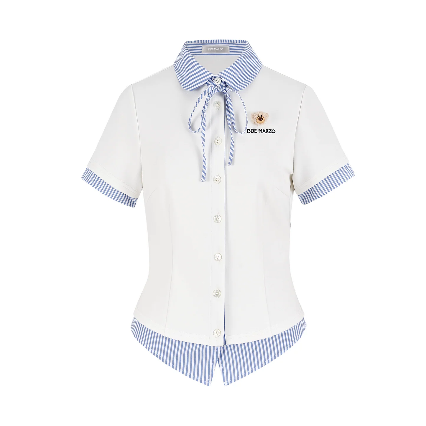 13DE MARZO Lines Bear Tight Shirt White