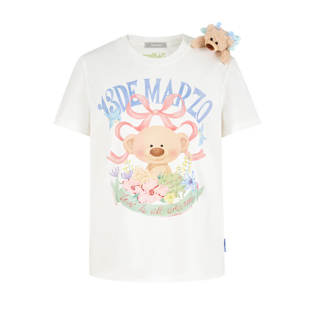 13DE MARZO Floral Bear Illustration T-Shirt