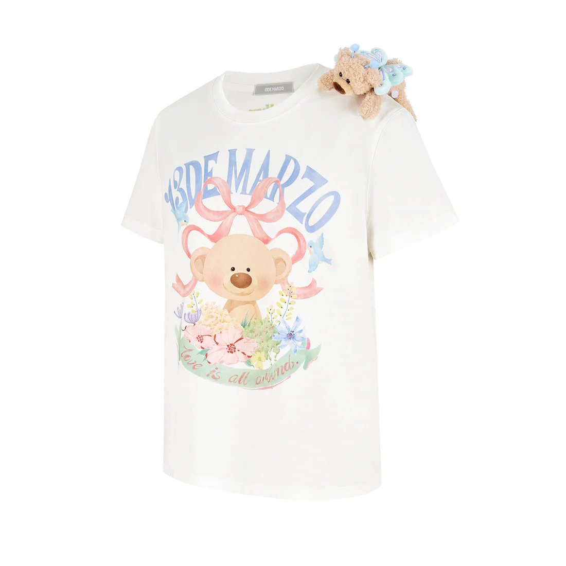 13DE MARZO Floral Bear Illustration T-Shirt