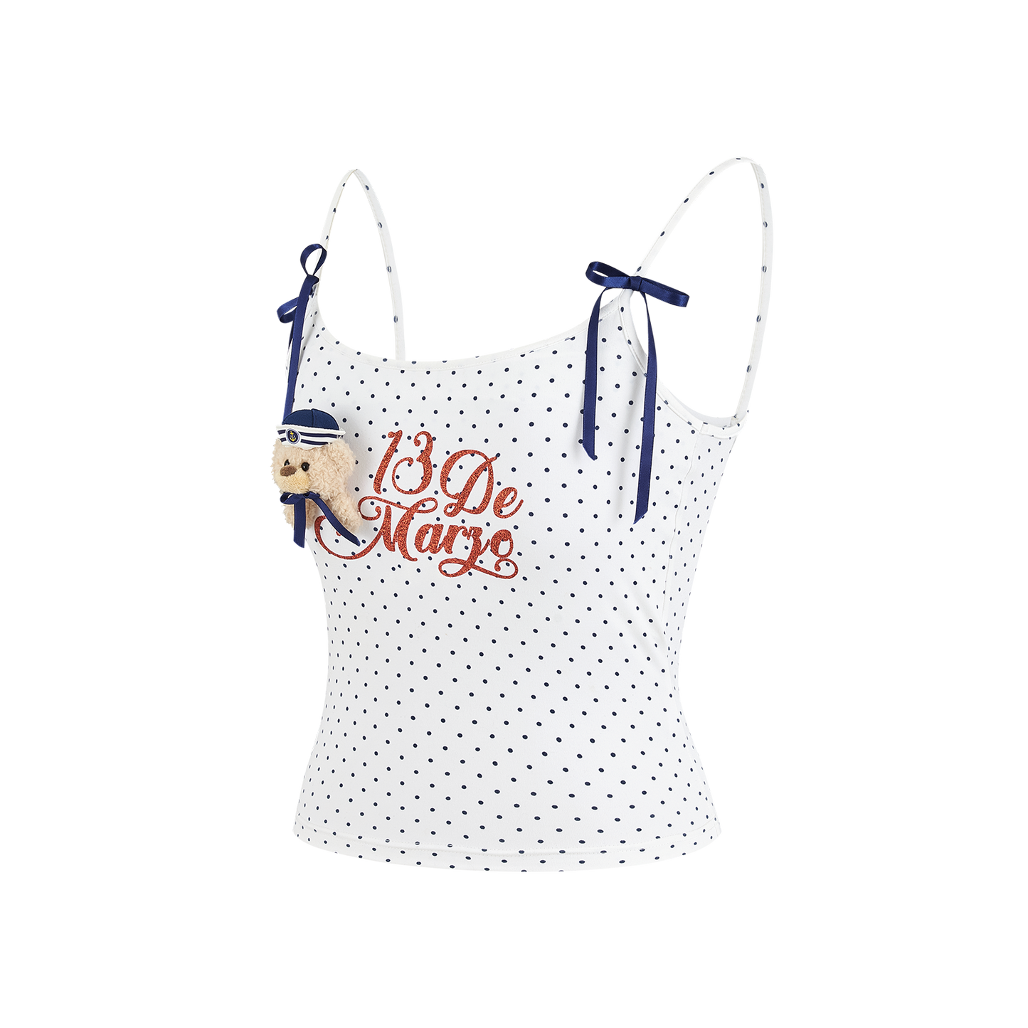 13DE MARZO Sailor Bear Polka Dot Camisole