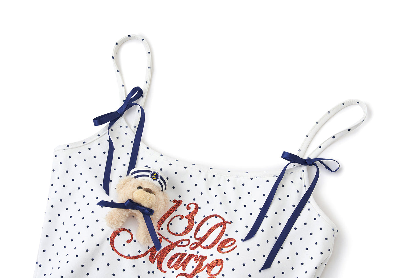 13DE MARZO Sailor Bear Polka Dot Camisole