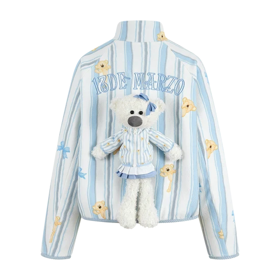 13DE MARZO Marzo Valley Fleece Print Jacket Blue