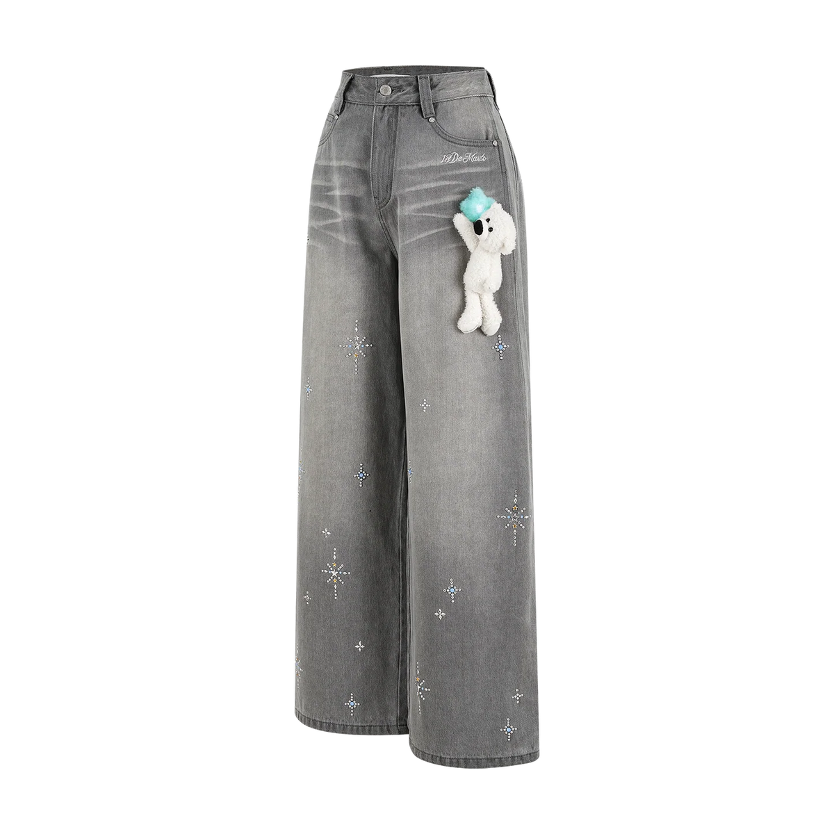 13DE MARZO Luminous Bear Star Jeans Grey