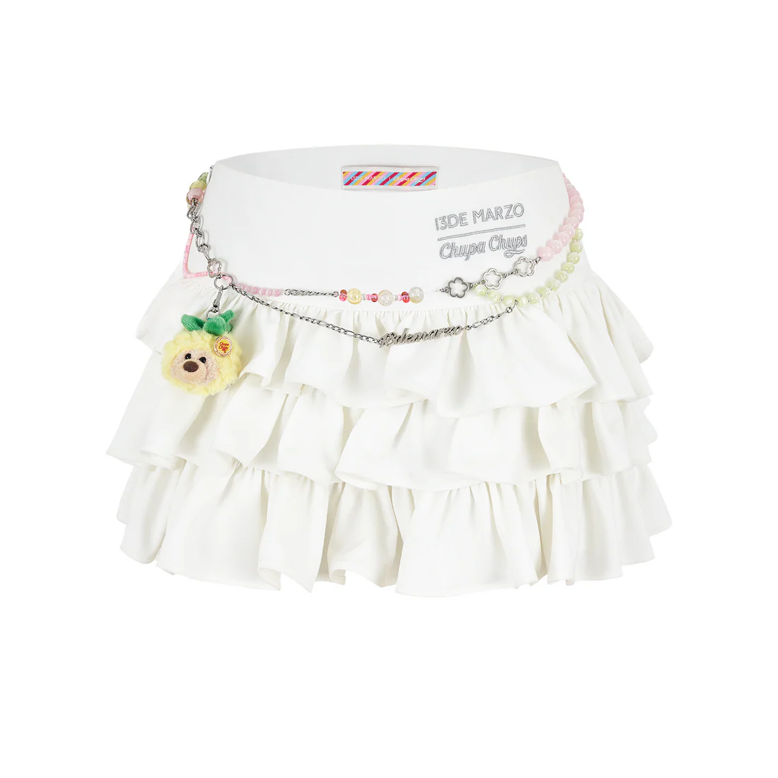 13DE MARZO Layered Tulle Skirt White