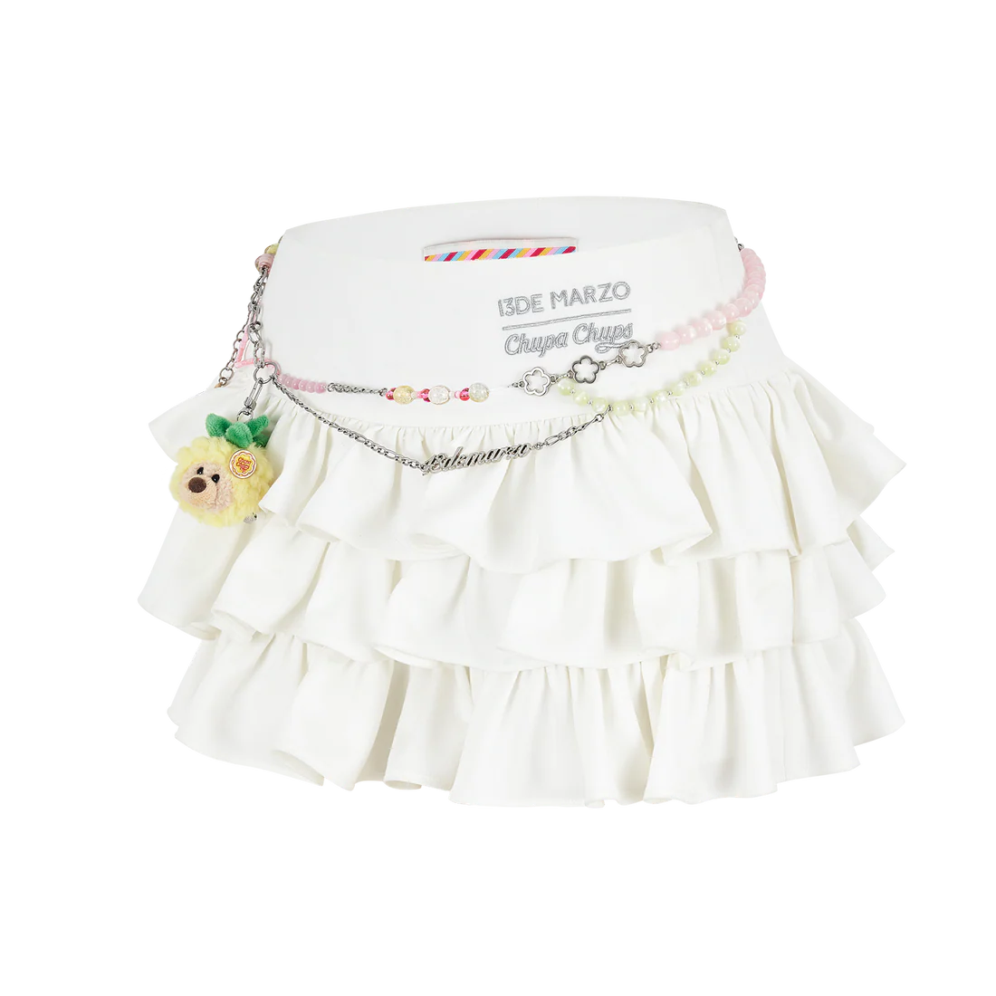 13DE MARZO Layered Tulle Skirt White