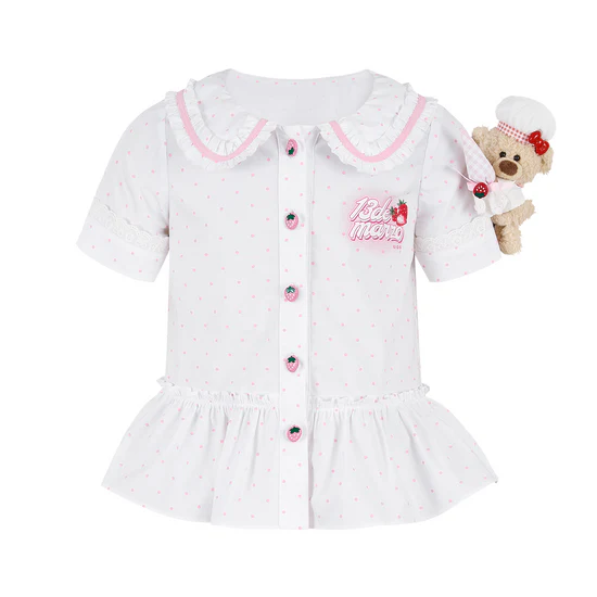 13DE MARZO BabyBear Strawberry Polka Shirt