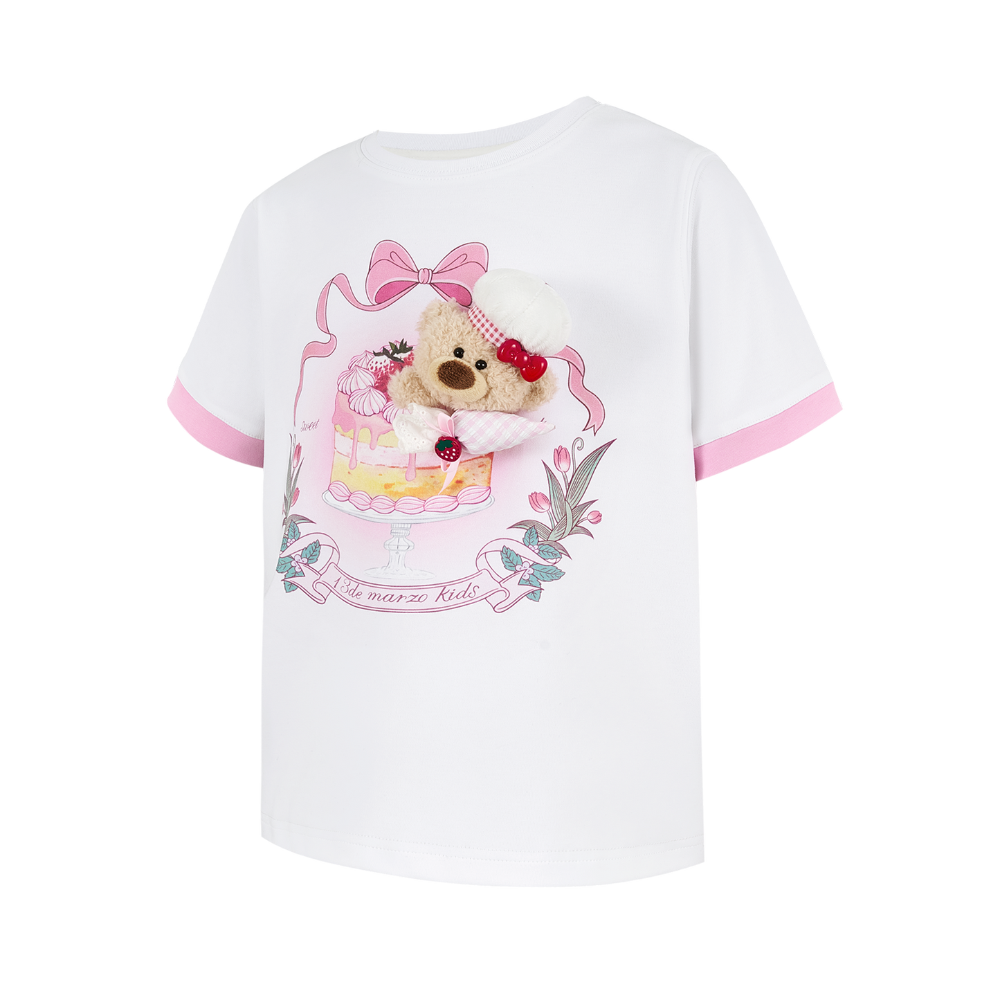 13DE MARZO BabyBear Strawberry Cake T-shirt