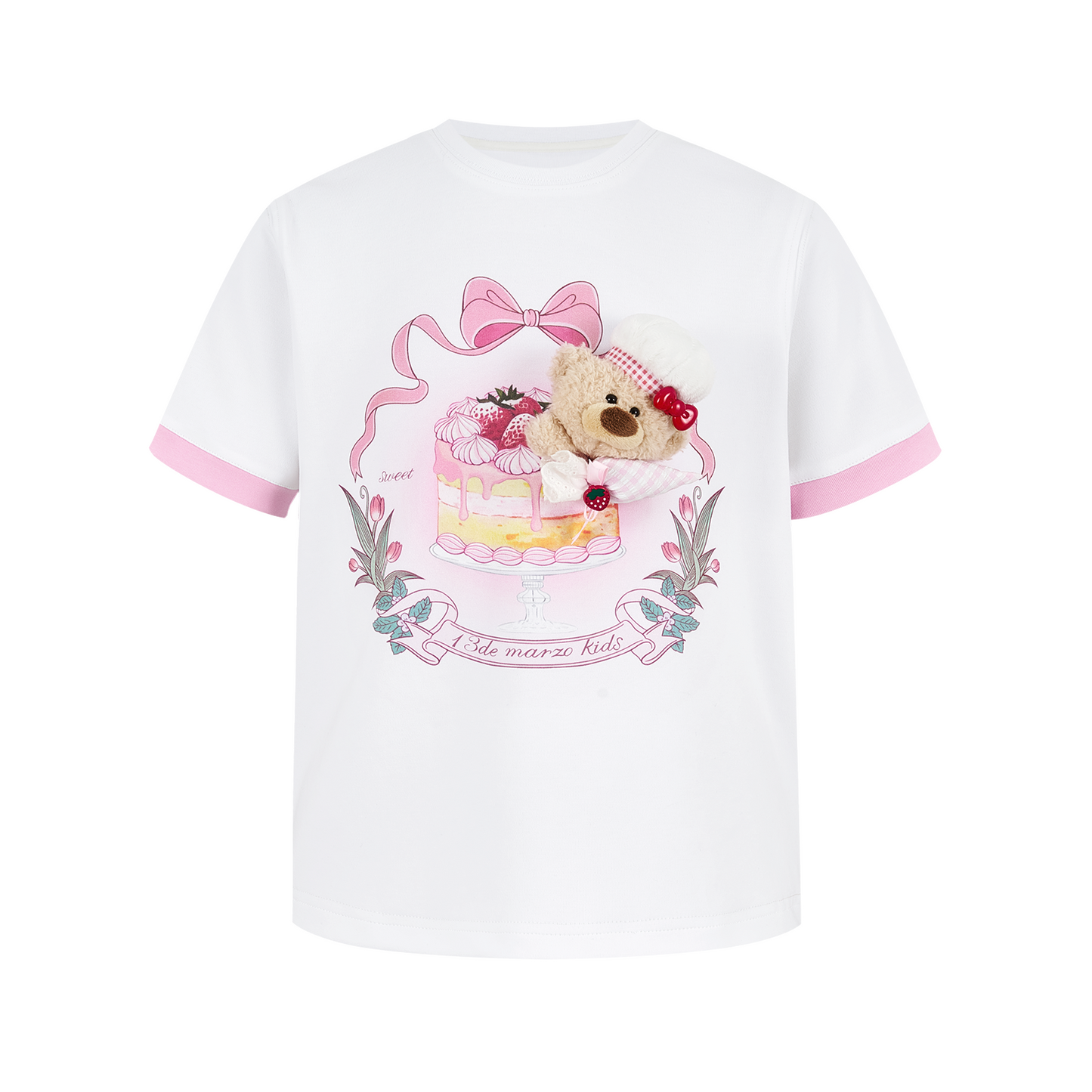 13DE MARZO BabyBear Strawberry Cake T-shirt