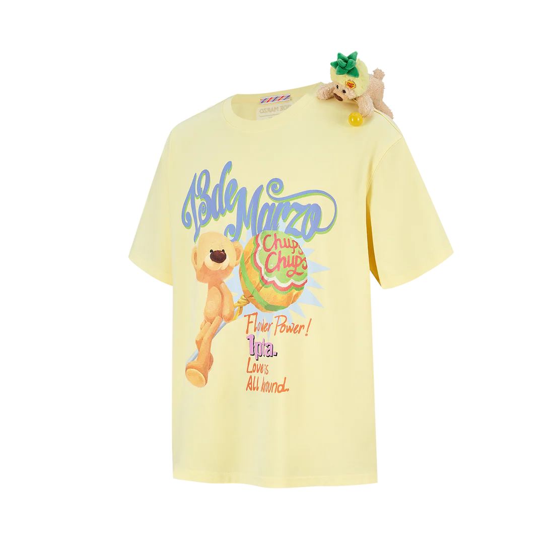 13DE MARZO Bear Graphic Lollipop Tee Yellow