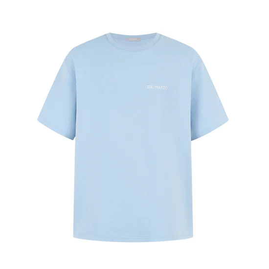 13DE MARZO Shimmer Logo Print Bear T-shirt Blue