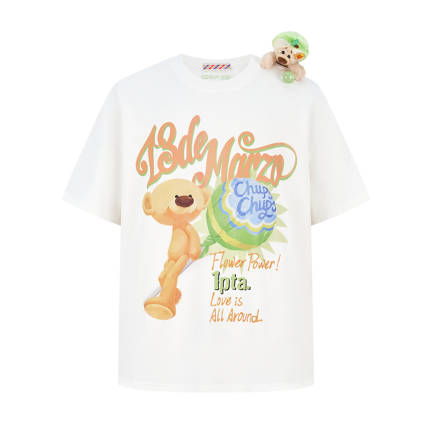 13DE MARZO Bear Graphic Lollipop Tee White