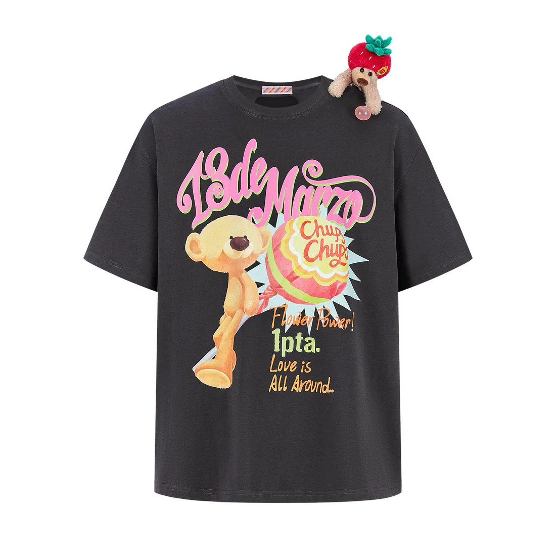 13DE MARZO Bear Graphic Lollipop Tee Dark Grey