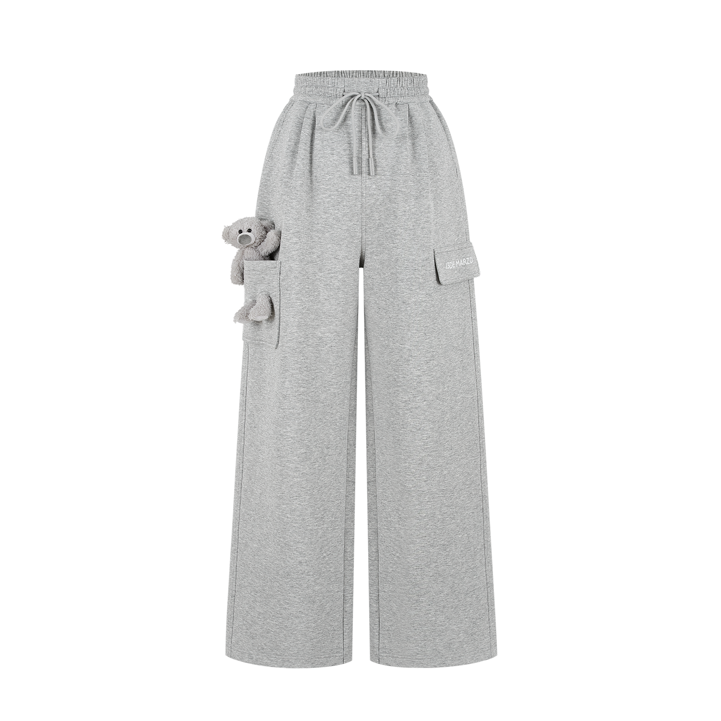 13DE MARZO Pocket Bear Wide-leg Sweatpants Grey