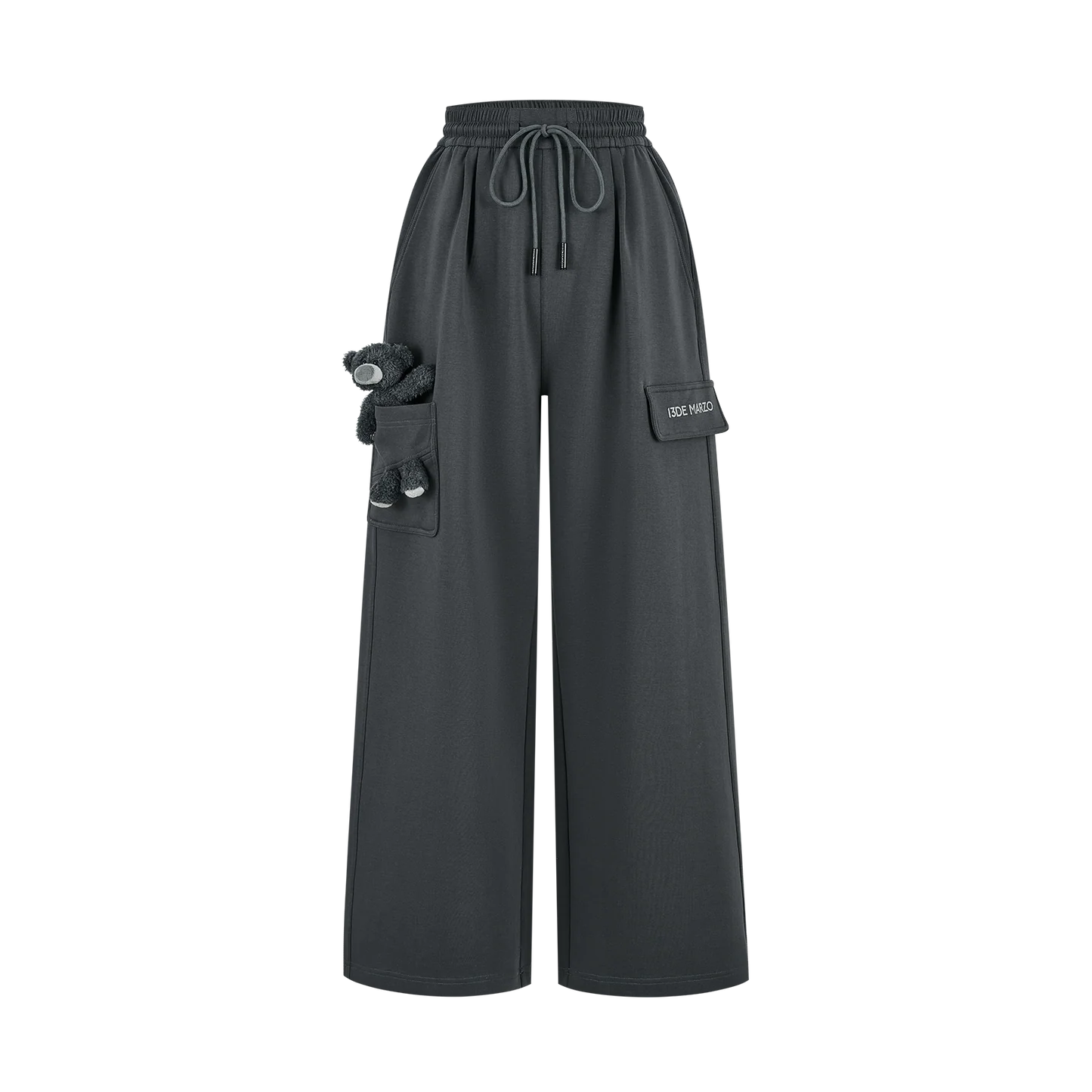 13DE MARZO Pocket Bear Wide-leg Sweatpants Dark Grey