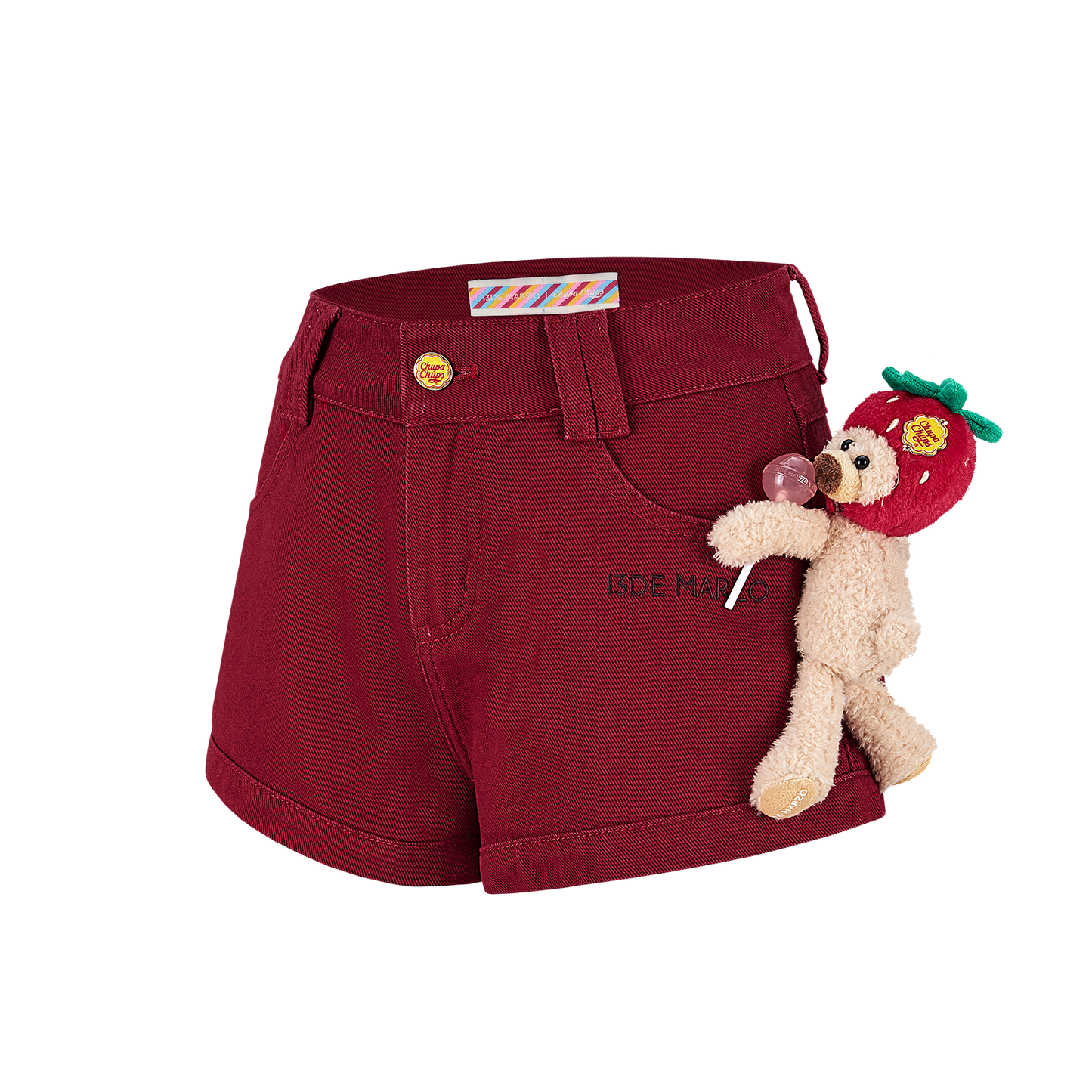 13DE MARZO Lollipop V-Waist Slim-Fit Shorts Red