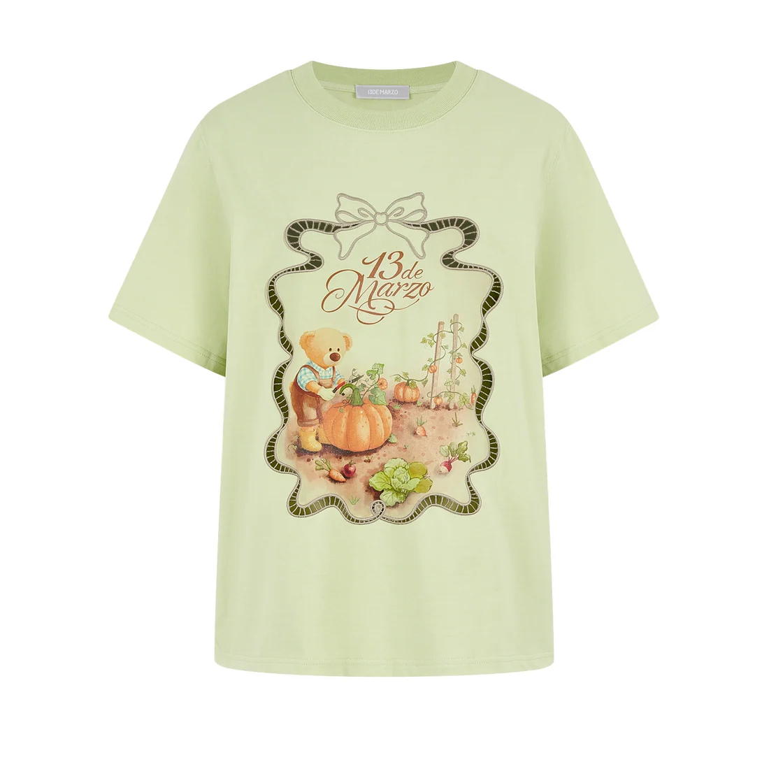 13DE MARZO Valley Pumpkin Print T-shirt Green