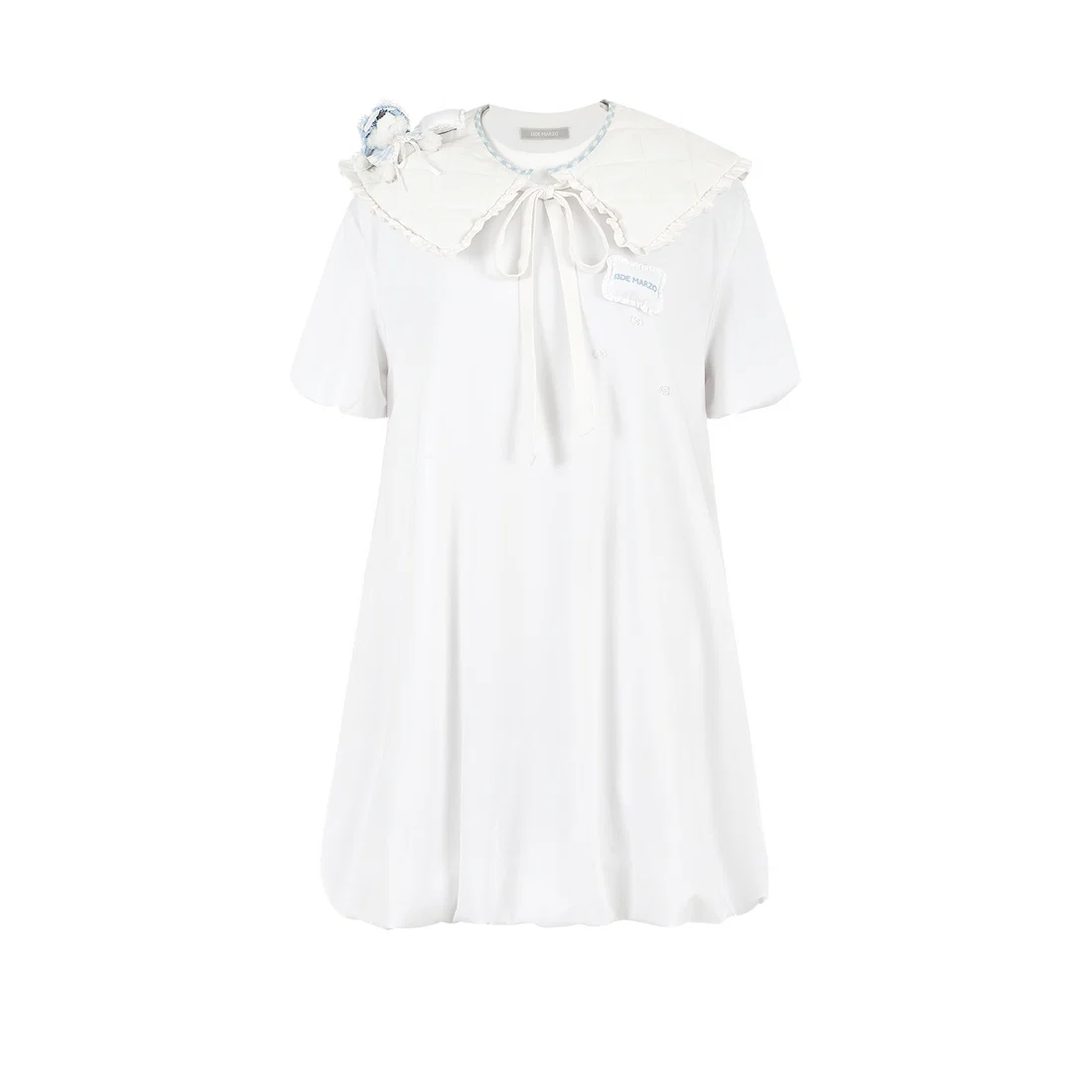 13DE MARZO Nighty Night Bear Collar T-shirt White